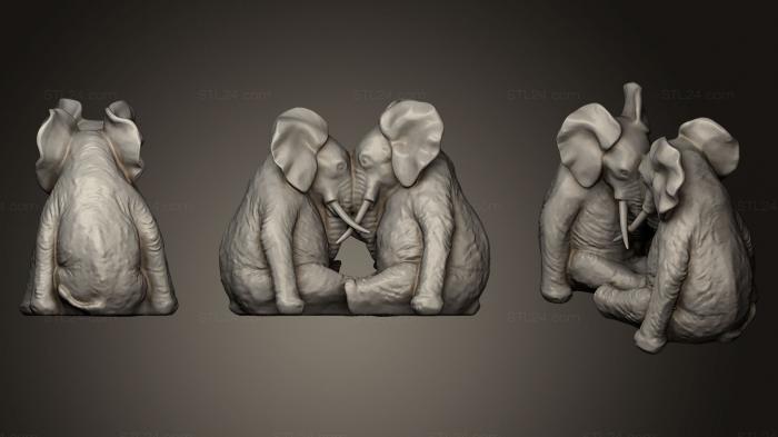 Статуэтки животных (Любовь Слонов, STKJ_0538) 3D модель для ЧПУ станка